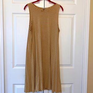 Old Navy Mustard Yellow White Stripe Tank Swing Dress Large